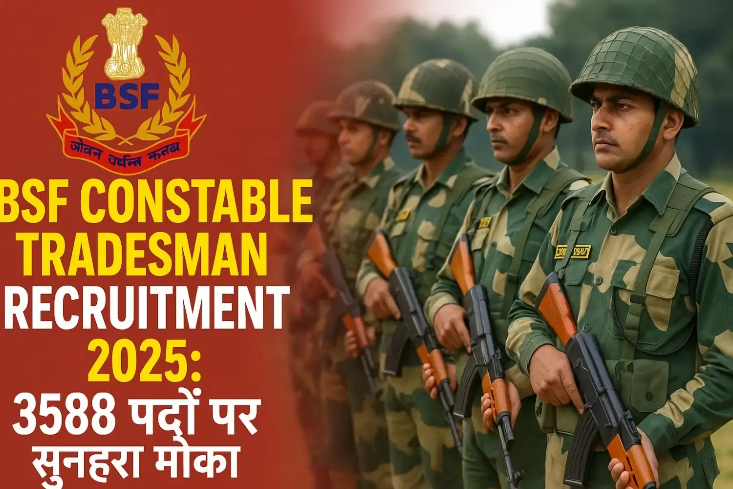 BSF Constable Tradesman भर्ती 2025: 3588 पदों पर आवेदन