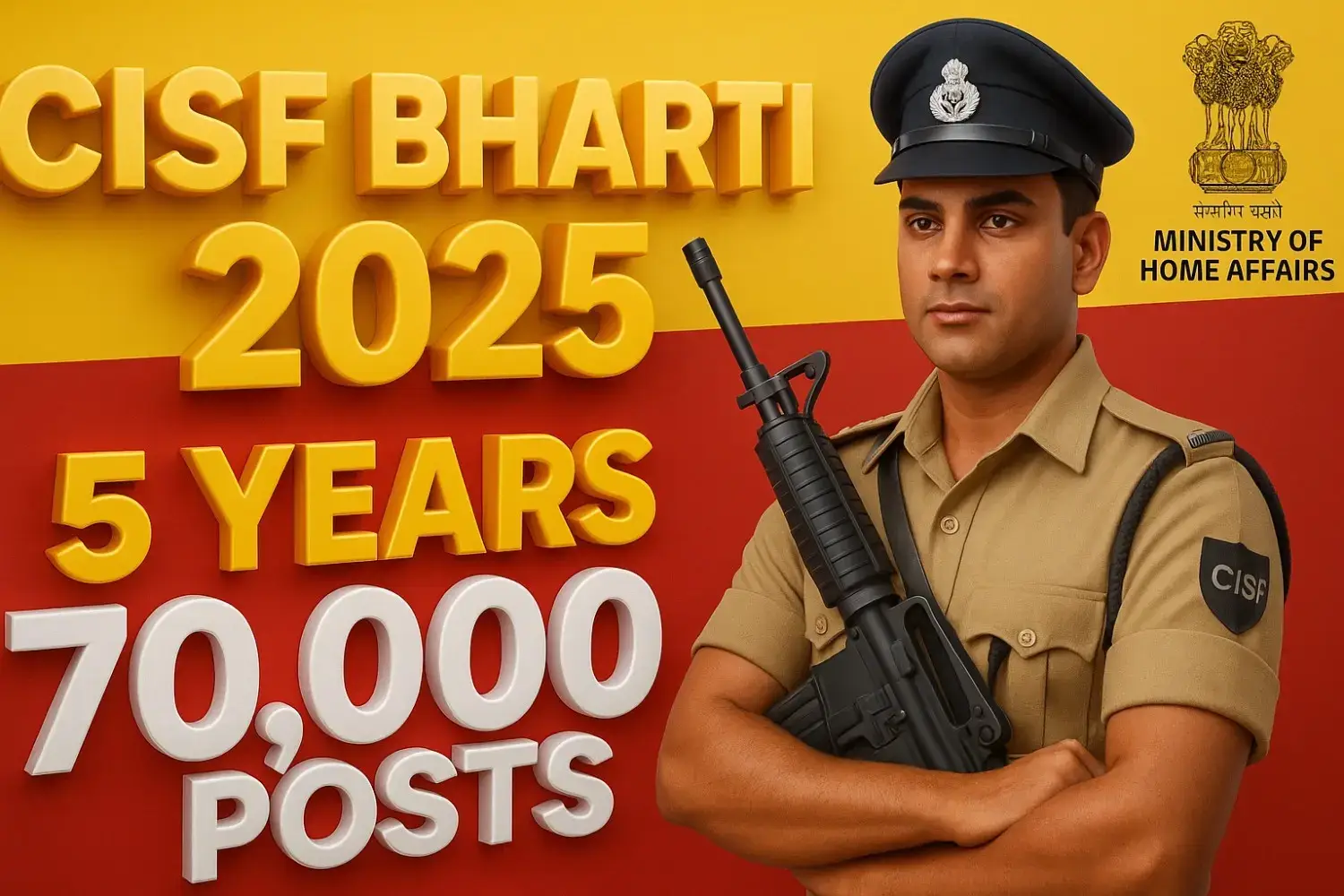 CISF Bharti 2025: 5 साल में 70,000 पदों पर बड़ी भर्ती